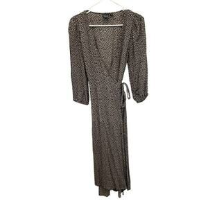 Gap Womens Midi Wrap Dress Size 2 Black Ditsy Floral Fall‎ Casual Cottagecore